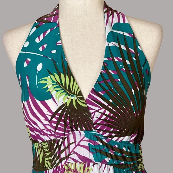 Y2K Halter Babydoll Maxi Dress‎ Womens Size Medium Boho Floral Festival Vacation - Picture 1 of 8